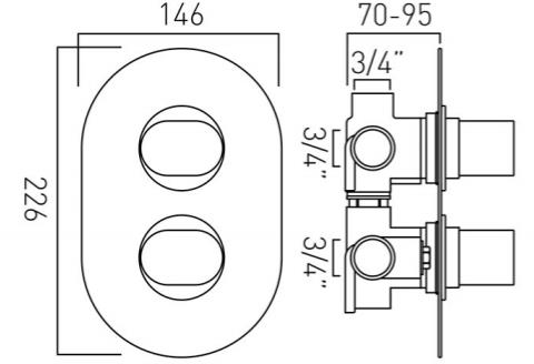 Additional image for Thermostatic Shower Valve With 3 Outlets (3/4", Chrome).