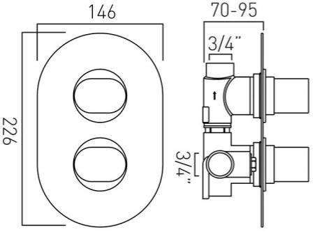 Additional image for Thermostatic Shower Valve With 1 Outlet (3/4", Chrome).