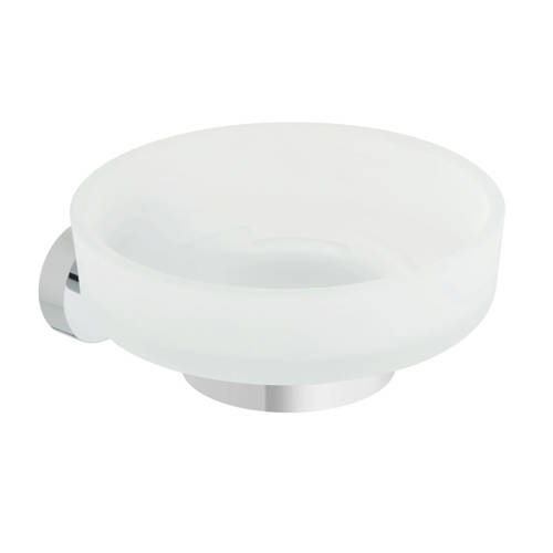 Additional image for Frosted Glass Soap Dish & Holder (Chrome).