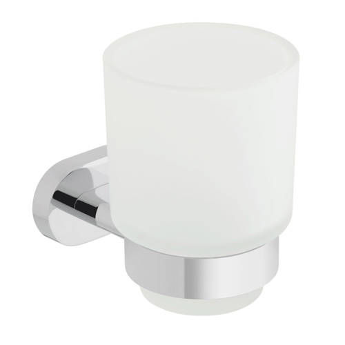 Additional image for Frosted Glass Tumbler & Holder (Chrome).