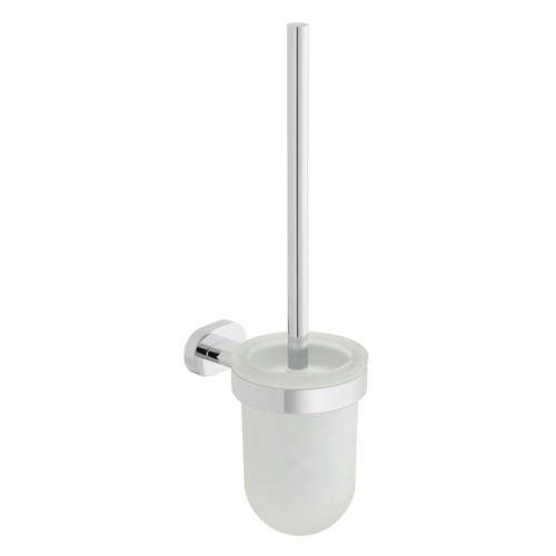 Additional image for Toilet Brush & Frosted Glass Holder (Chrome).