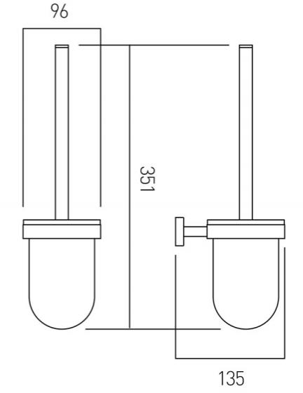 Additional image for Toilet Brush & Frosted Glass Holder (Chrome).