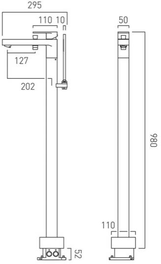 Additional image for Floor Standing Bath Shower Mixer Tap With Kit (Chrome).