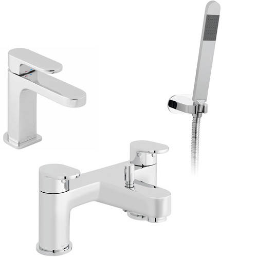 Additional image for Slimline Basin Mixer & Bath Shower Mixer Taps Pack (Chrome).