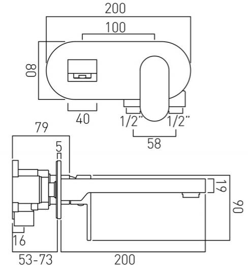 Additional image for Wall Mounted Basin & Thermostatic Bath Shower Mixer Taps Pack.