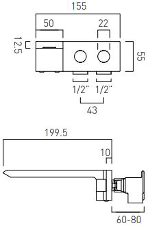 Additional image for Wall Mounted Basin Mixer Tap (Chrome).