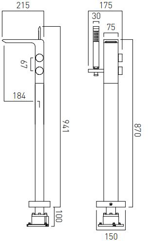 Additional image for Floor Standing Bath Shower Mixer Tap With Shower Kit.