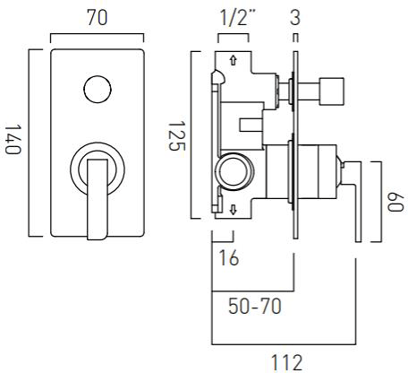 Additional image for Manual Shower Valve With Diverter (Chrome).