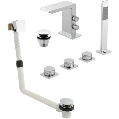 Additional image for 4 Hole Bath Shower Mixer Tap With Bath Filler Waste & Basin Tap.