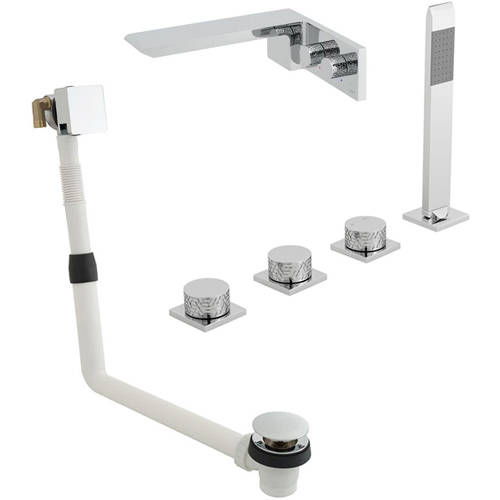 Additional image for 4 Hole Bath Shower Mixer Tap With Bath Filler Waste & Basin Tap.
