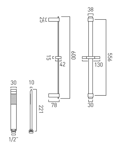 Additional image for Slide Rail Kit With Handset & Hose (Chrome).