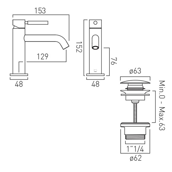 Additional image for Slimline Mono Basin Mixer Tap With Knurled Accents & Waste (Chrome).