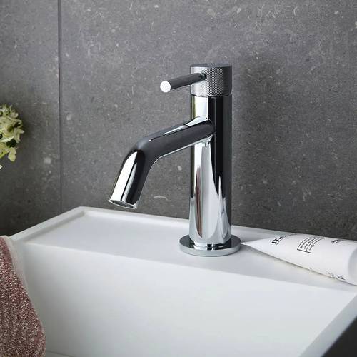 Additional image for Slimline Mono Basin Mixer Tap With Knurled Accents (Chrome).