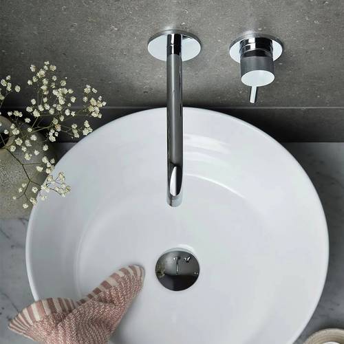 Additional image for Wall-Mounted Basin Mixer Tap With Knurled Accents (Chrome).