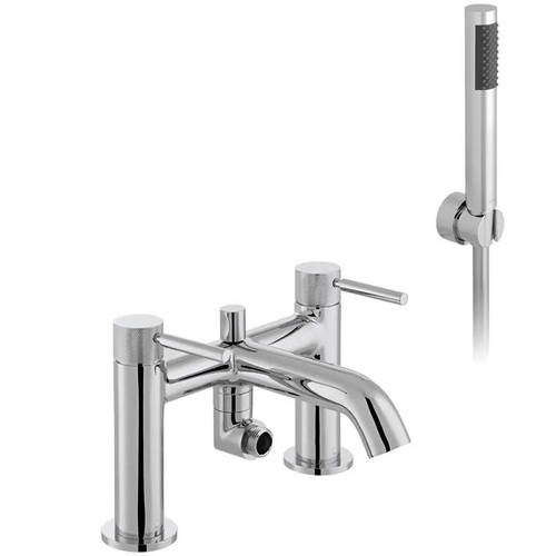Additional image for Bath Shower Mixer Tap With Knurled Accents (Chrome).