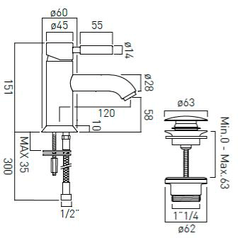 Additional image for Mono Basin Mixer Tap With Universal Waste (Chrome Handle).