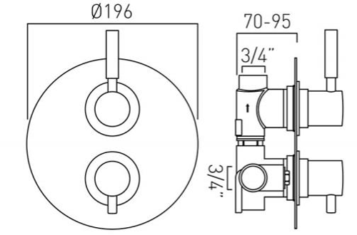 Additional image for Thermostatic Shower Valve With 1 Outlet (Chrome).