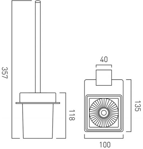 Additional image for Toilet Brush & Frosted Glass Holder (Chrome).