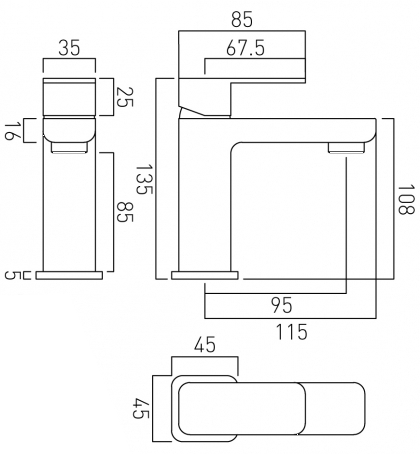 Additional image for Mini Mono Basin Mixer Tap (Chrome).