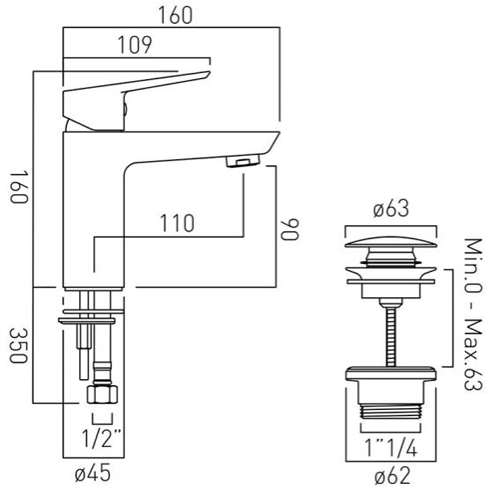 Additional image for Basin Mixer Tap With Universal Waste (Chrome).