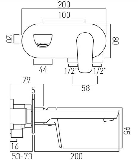 Additional image for Wall Mounted Basin Mixer Tap (Chrome).