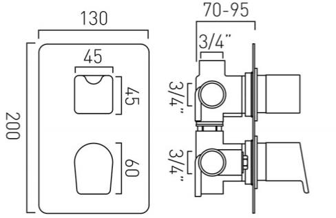 Additional image for Thermostatic Shower Valve With 3 Outlets (Chrome).