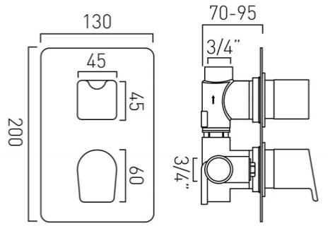 Additional image for Thermostatic Shower Valve With 1 Outlet (Chrome).