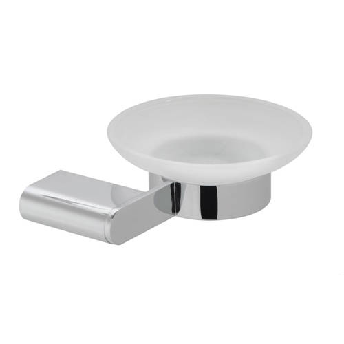 Additional image for Frosted Glass Soap Dish & Holder (Chrome).