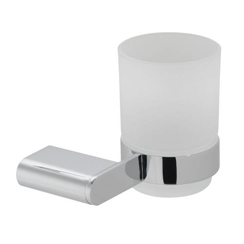 Additional image for Frosted Glass Tumbler & Holder (Chrome).