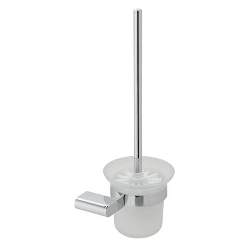 Additional image for Toilet Brush & Frosted Glass Holder (Chrome).