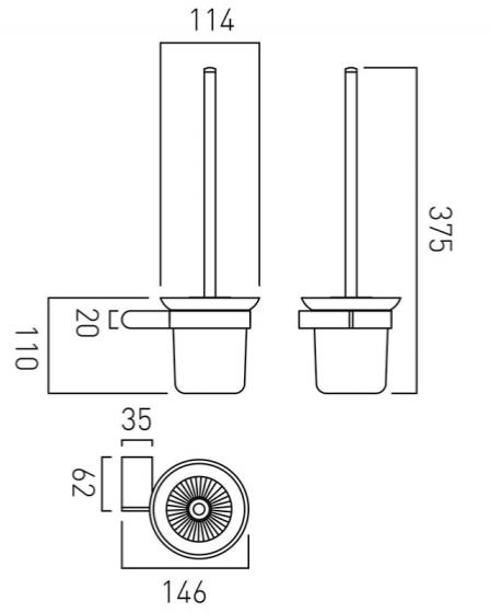 Additional image for Toilet Brush & Frosted Glass Holder (Chrome).