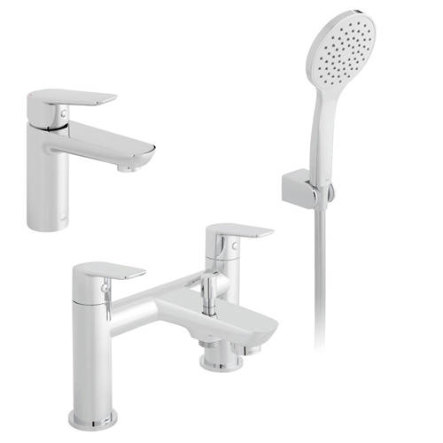 Additional image for Basin & Bath Shower Mixer Tap Pack With Kit (Chrome).