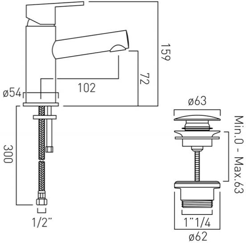 Additional image for Mono Basin Mixer Tap With Universal Waste (Chrome).