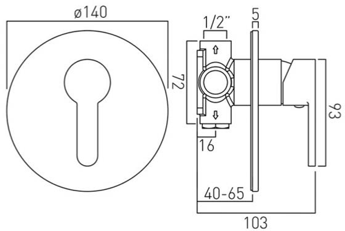 Additional image for Manual Shower Valve With 1 Outlet (Chrome).