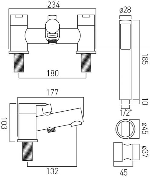 Additional image for Basin & Bath Shower Mixer Taps Pack (Chrome).