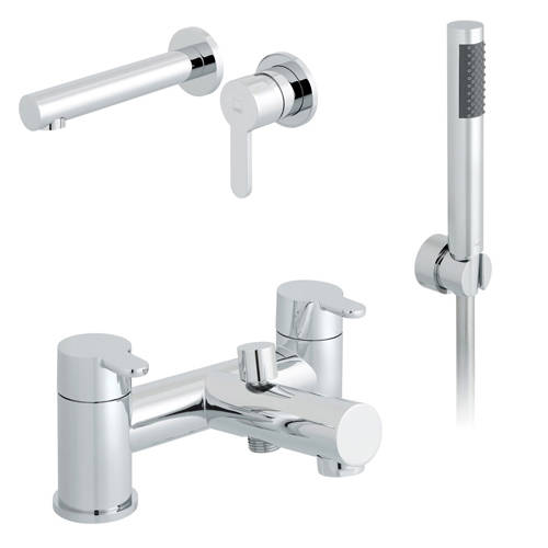 Additional image for Wall Mounted Basin & Bath Shower Mixer Taps Pack (Chrome).