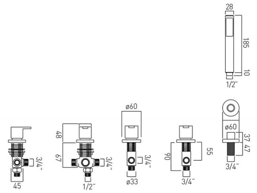 Additional image for 4 Hole Bath Shower Mixer Tap With Bath Filler Waste & Overflow.