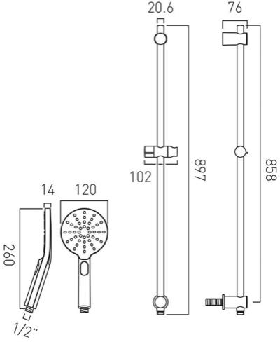 Additional image for SmartDial Thermostatic Shower & Slide Rail Kit & Remote.