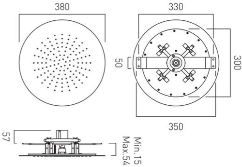 Additional image for Round Ceiling Mounted Shower Head 380mm (Chrome).