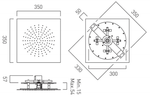 Additional image for Square Ceiling Mounted Shower Head 350x350mm (Chrome).