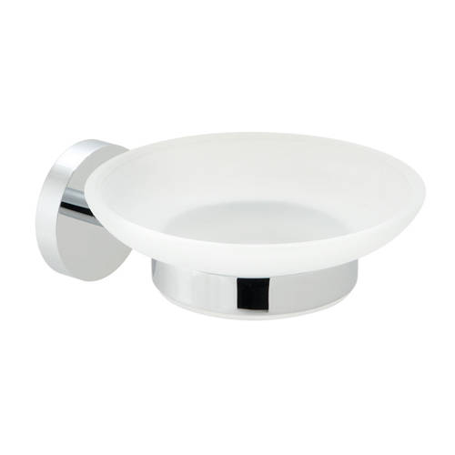 Additional image for Frosted Glass Soap Dish & Holder (Chrome).