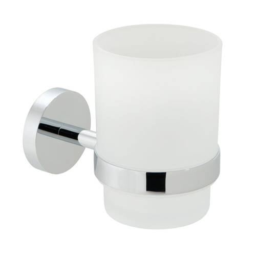 Additional image for Frosted Glass Tumbler & Holder (Chrome).