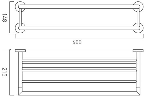 Additional image for Towel Shelf With Towel Rail 600mm (Chrome).