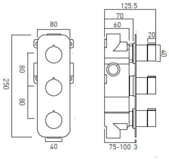 Additional image for Thermostatic Shower Valve With 2 Outlets (Chrome).