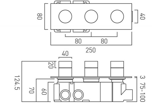 Additional image for Thermostatic Shower Valve With 2 Outlets (Chrome).