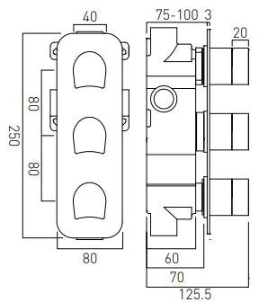 Additional image for Thermostatic Shower Valve With 2 Outlets (Chrome).