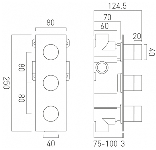 Additional image for Thermostatic Shower Valve With 2 Outlets (Chrome).