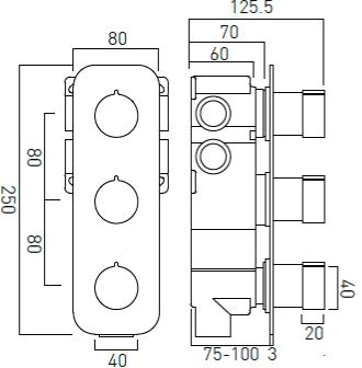 Additional image for Thermostatic Shower Valve With 3 Outlets & All Flow.