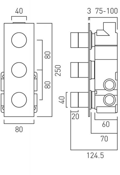 Additional image for Thermostatic Shower Valve With 3 Outlets & All Flow (Chrome).