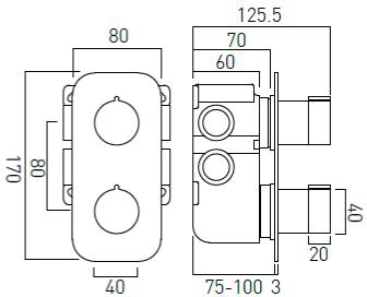 Additional image for Thermostatic Shower Valve With 2 Outlets & All Flow.